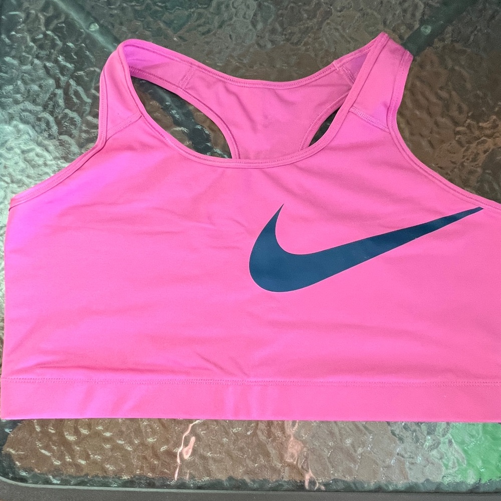 Nike Fuchsia Sports Bra with Navy Logo